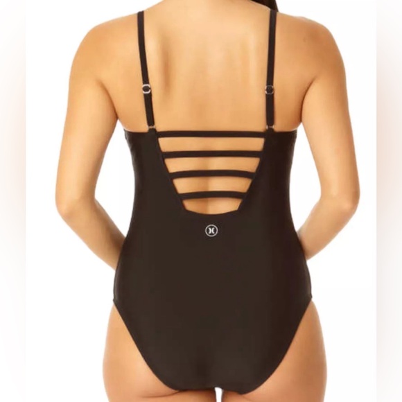 Hurley Swimsuit XS Black One Piece UPF 50+ Removable Cups Stretch Fabric NWT - Picture 4 of 4